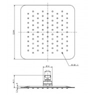 UFO Luxe hoofddouche vierkant 200mm x 2 mm chroom