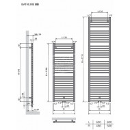 Vasco Bathline-BB handdoekradiator (500x1186) 574 Watt Verkeerswit