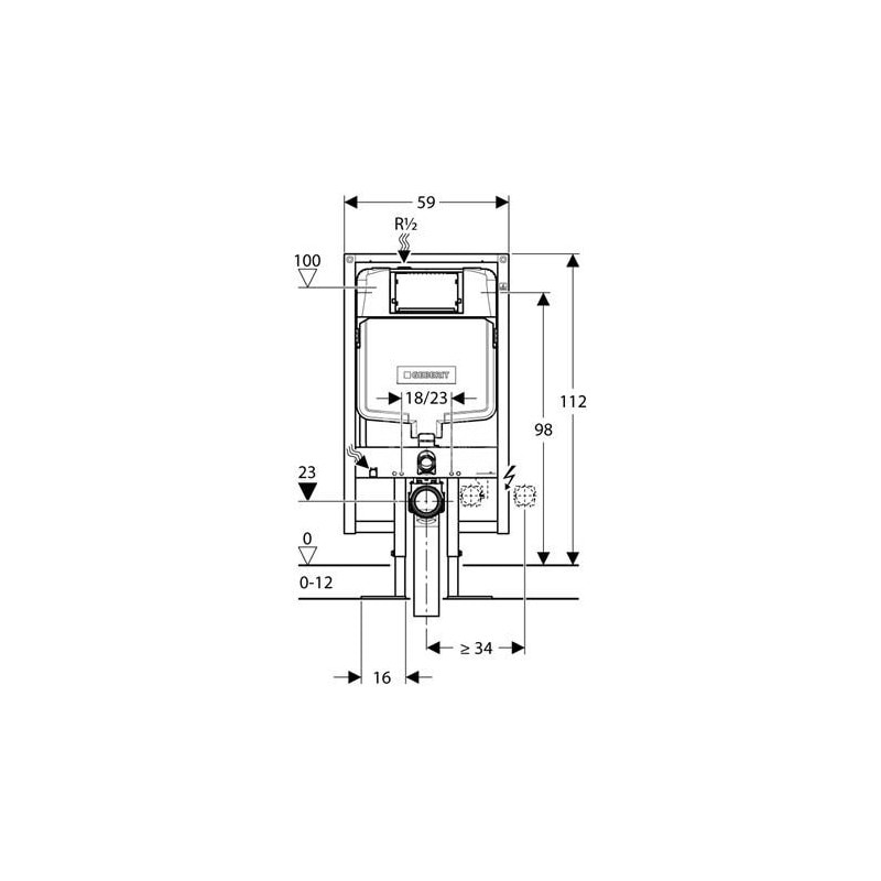 Inbouwreservoir (ondiep) Geberit Duofix UP720 (59x112x9) ruimtewinnend ...