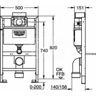 Inbouwreservoir (laag) Grohe Rapid-SL (50x82x15,1) laag 82cm