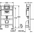 Inbouwreservoir (laag) Grohe Rapid-SL (50x82x15,1) laag 82cm