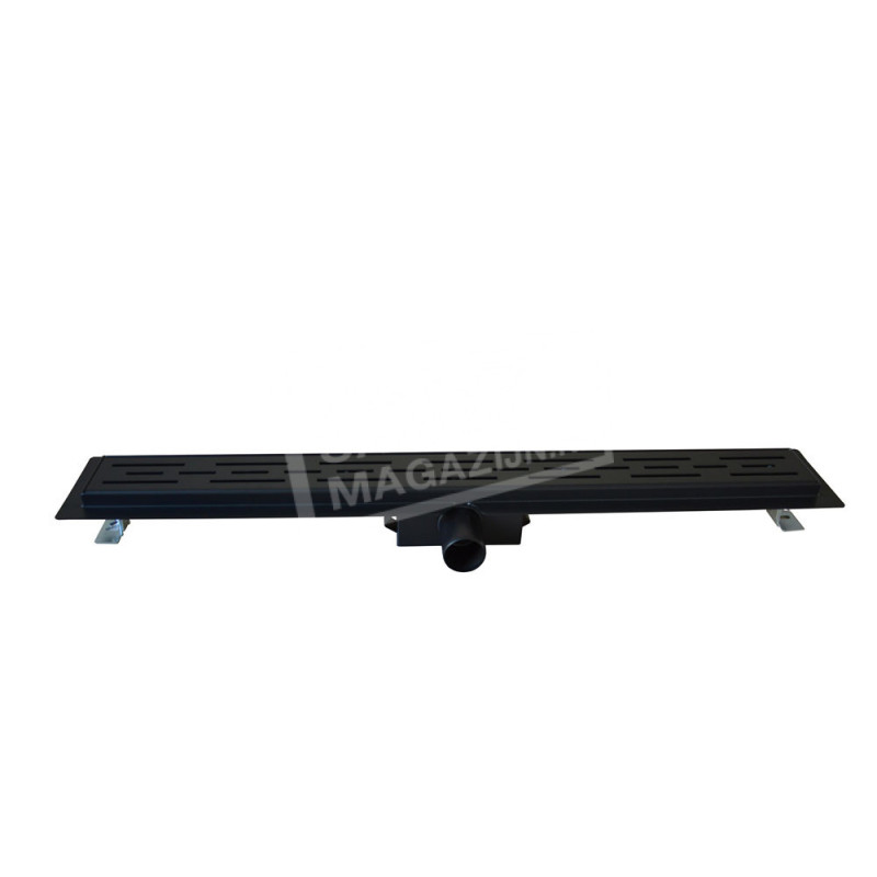 Douchegoot Mat zwart RVS 70 cm met flens en rooster