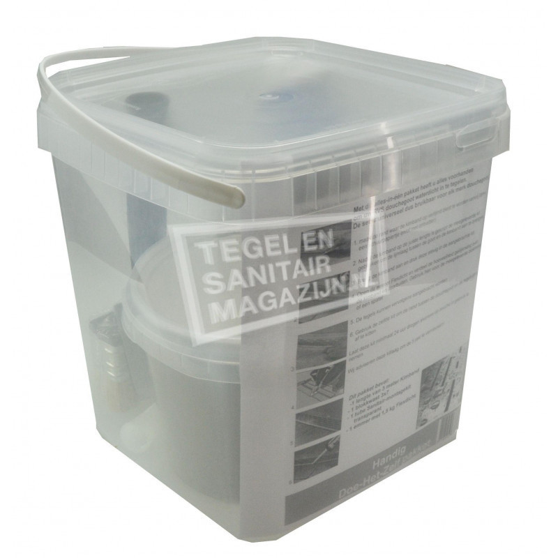 Douchegoot Mat zwart RVS 70 cm met flens en rooster