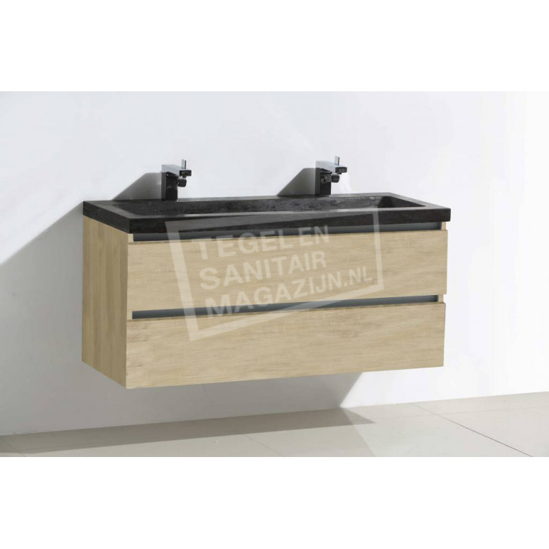 Sanilux natuursteen badkamermeubel light wood 120cm 0 kraangaten