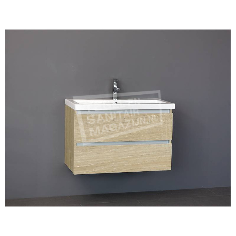 Sanilux badmeubel light wood 80 cm keramische wastafel 0 kraangaten