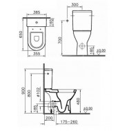 Plieger Plus Duoblokpot Diepspoel Verhoogd (+8Cm) Wit (excl. reservoir met flexibele afvoerbuis) (36x90x65)