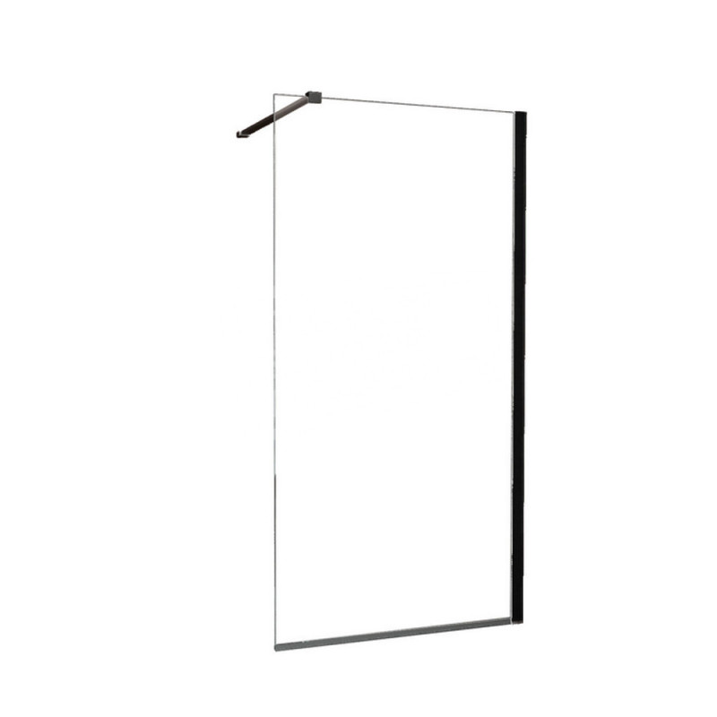 Wiesbaden Safety Glass 2.0 Inloopdouche met Zwart Muurprofiel 1200x2000 10mm NANO glas