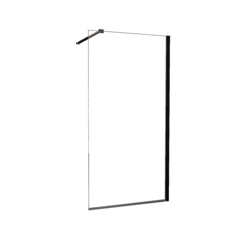 Wiesbaden Safety Glass 2.0 Inloopdouche met Zwart Muurprofiel 900x2000 10mm NANO glas