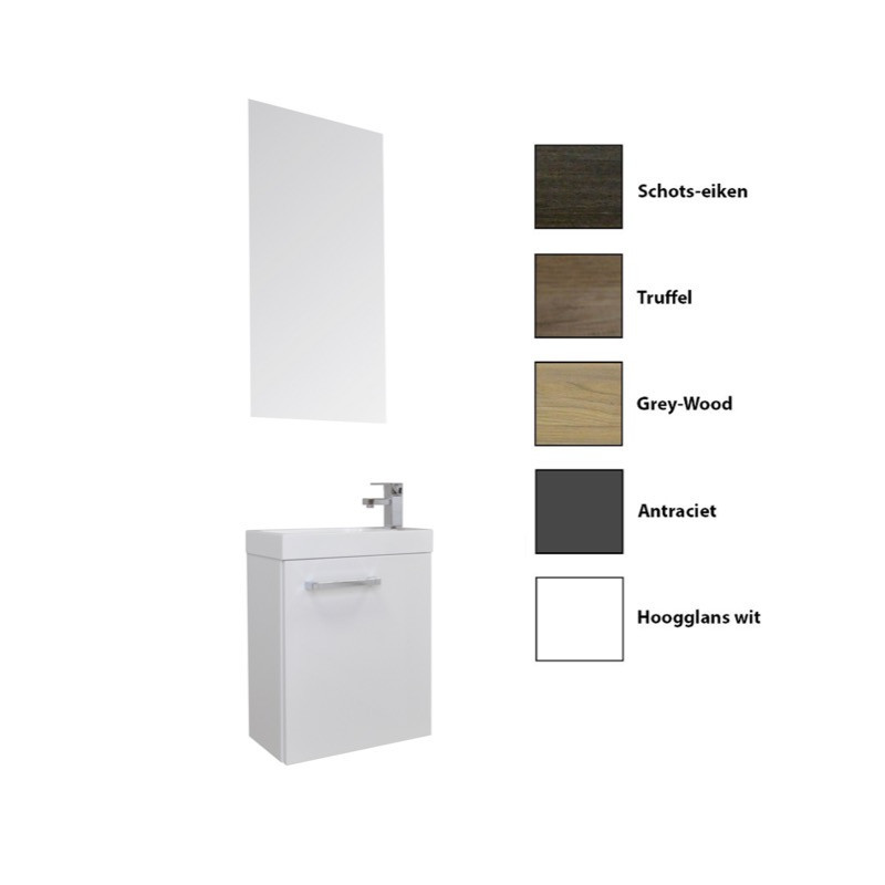 Toiletmeubelset Q40 met spiegel grey-wood