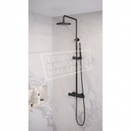 Brauer Black showerpipe met thermostaat 20cm regendouche staafhanddouche mat zwart