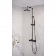 Brauer Black showerpipe met thermostaat 20cm regendouche staafhanddouche mat zwart