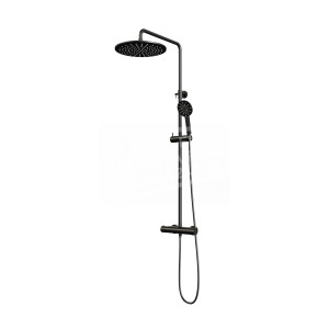 Brauer Black showerpipe met thermostaat 30cm regendouche 3 standen handdouche mat zwart 242500