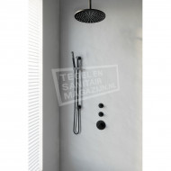 Brauer Black thermostatische inbouwdoucheset 30cm hoofddouche plafondarm staafhanddouche op glijstang mat zwart