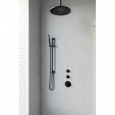 Brauer Black thermostatische inbouwdoucheset 30cm hoofddouche plafondarm staafhanddouche op glijstang mat zwart