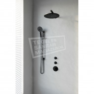 Brauer Black thermostatische inbouwdoucheset 30cm hoofddouche wandarm 3 standen handdouche op glijstang mat zwart