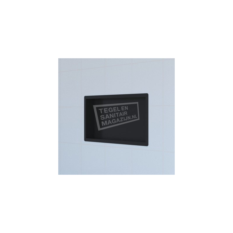 Brauer black luxe inbouwnis 30x60x7.5cm RVS met flens mat zwart