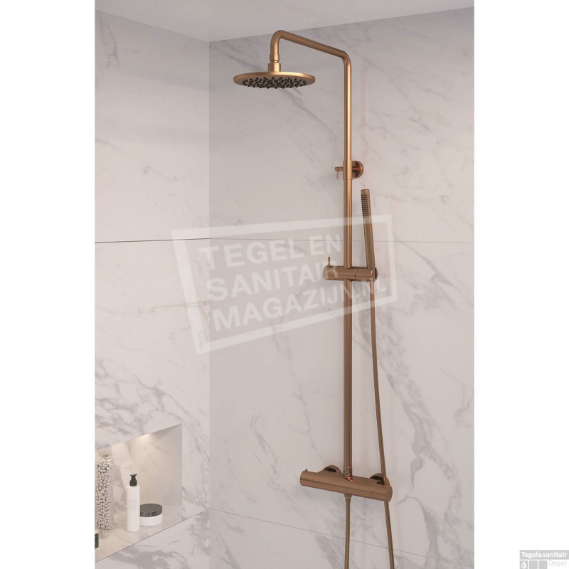 Regendouche Brauer Copper Showerpipe Met Thermostaat 20cm Koper