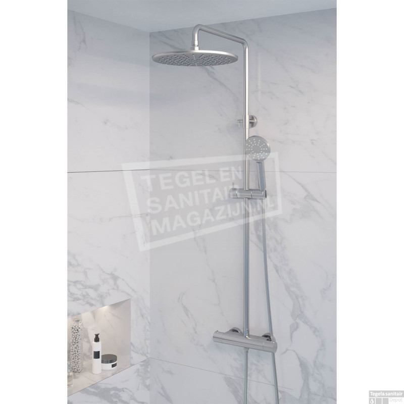 Regendouche Brauer Chrome Showerpipe Met Thermostaat 30cm 3 Standen Messing Chroom