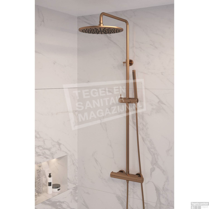 Regendouche Brauer Copper Showerpipe met Thermostaat 30cm Koper