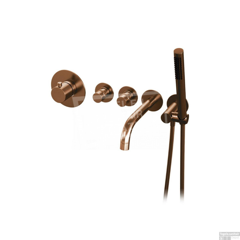 Inbouwthermostaatset Brauer Copper Incl Baduitloop en Staafhanddouche Koper