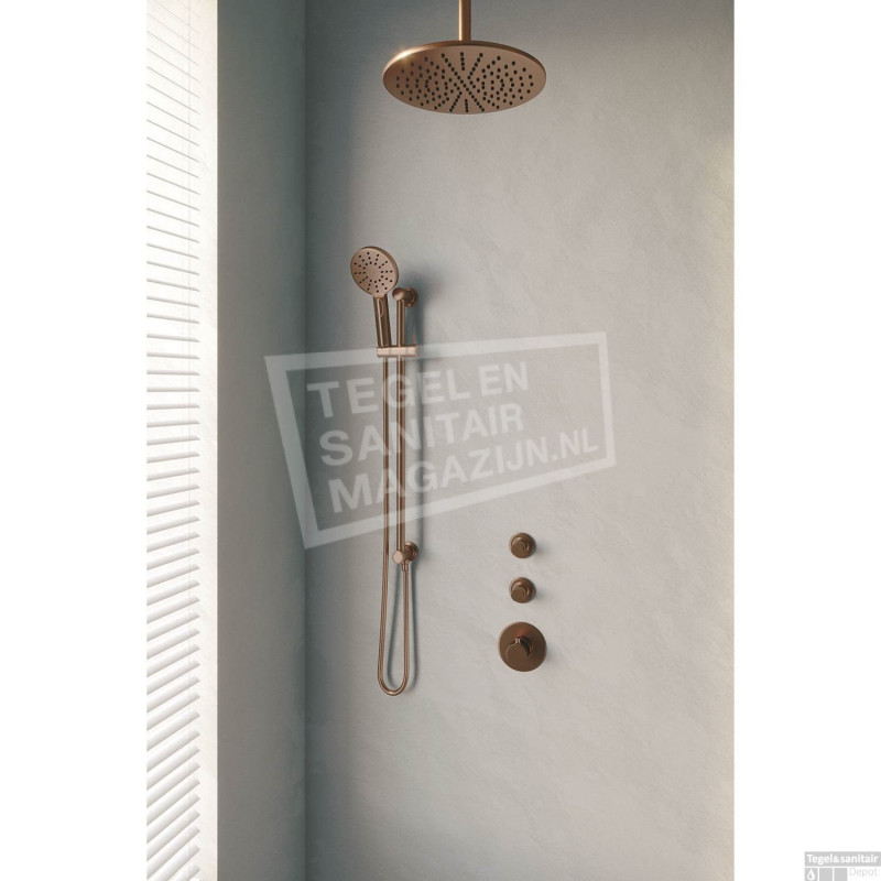 Thermostatisch Inbouwdoucheset Brauer Copper 30cm Hoofddouche Plafondarm 3 Standen Handdouche op Gli