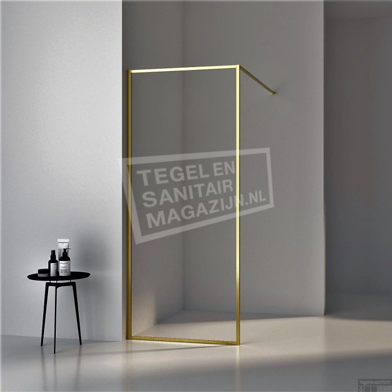 Inloopdouche Boss & Wessing Recta 90x200 cm 8mm NANO Glas Geborsteld Messing Goud