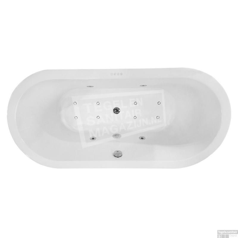 Whirlpool Wiesbaden Libero Vrijstaand Ligbad 170x80x59 cm Inclusief Waste Wit