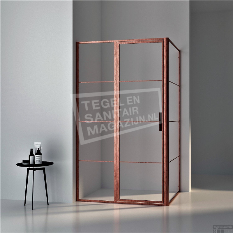 BWS Douchecabine Frame 90x90 cm 8 mm NANO Glas Geborsteld Koper