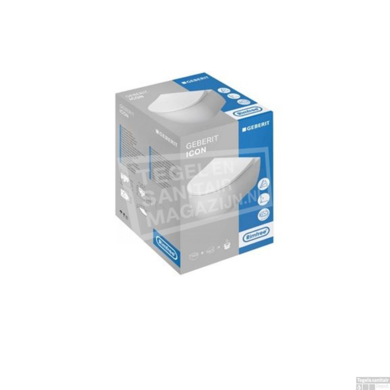 Geberit Wandcloset iCon Pack Diepspoel Rimfree 36.6x53cm Slimseat Closetzitting Softclose Wit