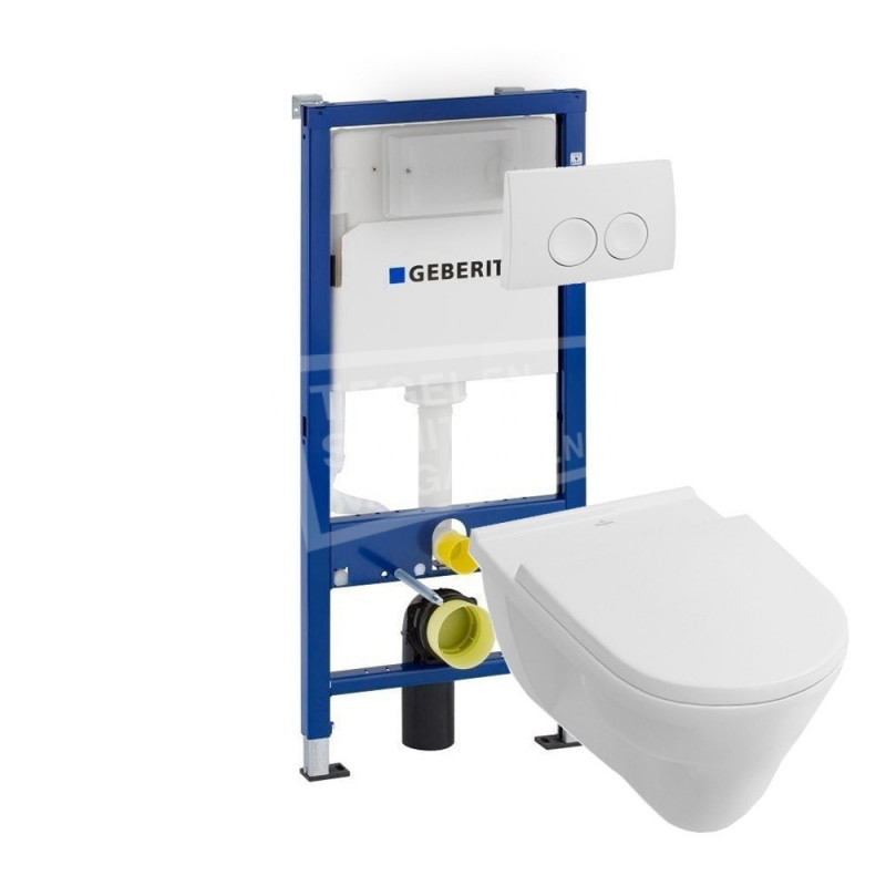 Villeroy & Boch O.novo vlakspoel toiletset met Geberit UP100 en Delta21 bedieningspaneel Villeroy & Boch O.novo vlakspoel toiletset met Geberit UP100 en Delta21 bedieningspaneel