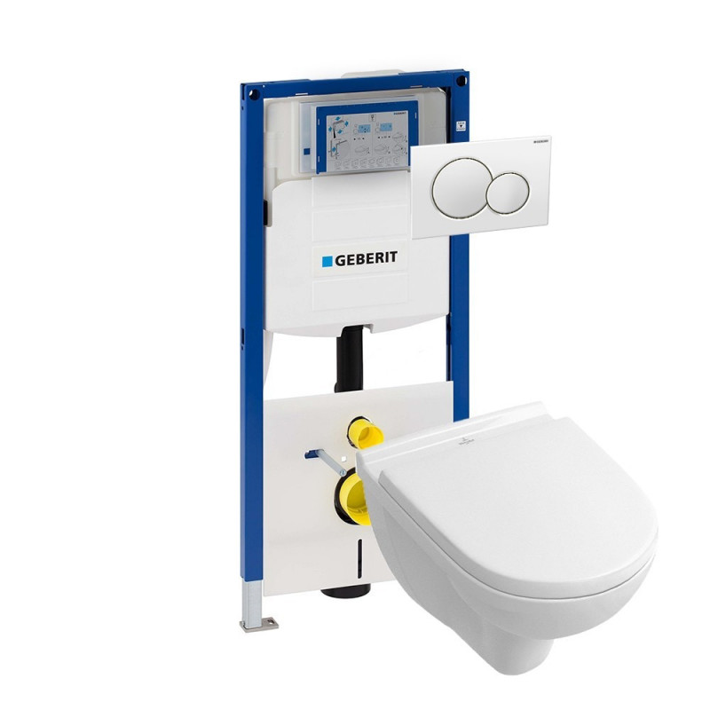 Ga naar beneden Treinstation halfrond Villeroy & Boch O.novo toiletset met Geberit UP320 en Sigma01  bedieningspaneel - TSM