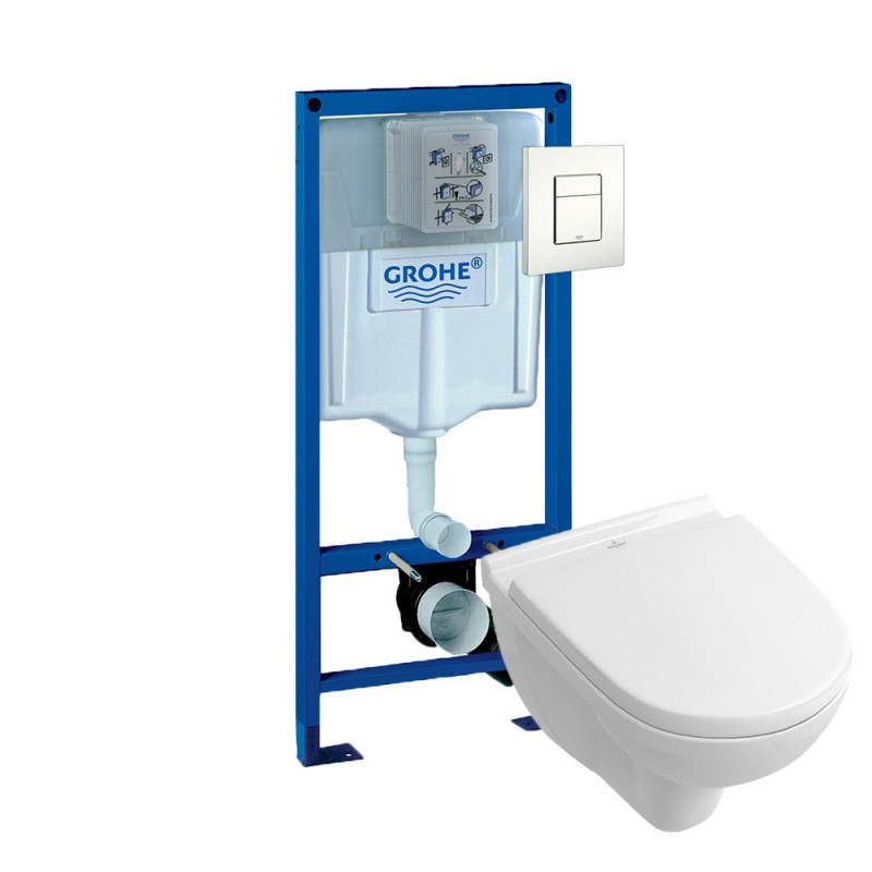 Villeroy & Boch O.novo Compact toiletset met Grohe Rapid SL en Grohe Skate Cosmopolitan bedieningspaneel Top Merken Winkel