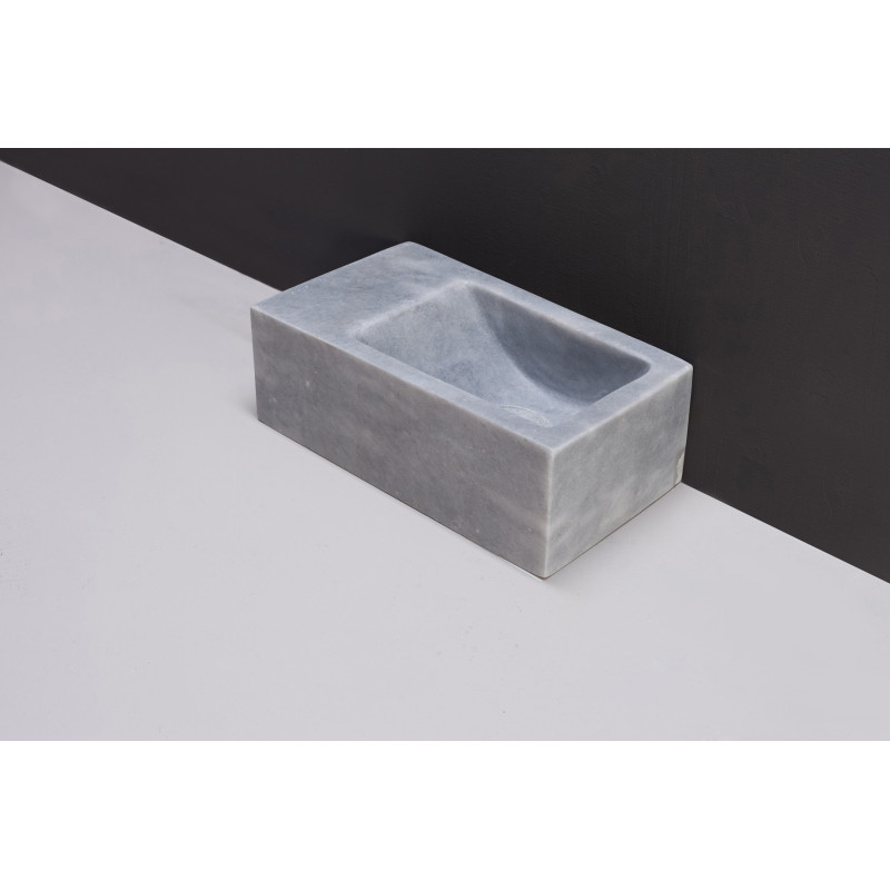 Forzalaqua Venetia XS Fontein Rechthoek Cloudy Marmer Gezoet 29x16x10 cm zonder kraangaten Links