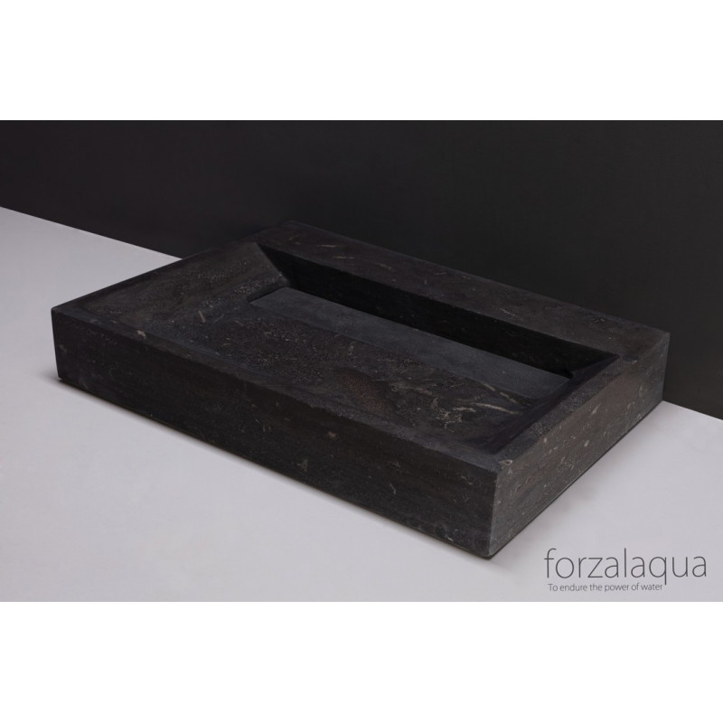 Forzalaqua Bellezza Wastafel 60 cm Hardsteen Gezoet 60x40x9 cm 1 wasbak 1 kraangat