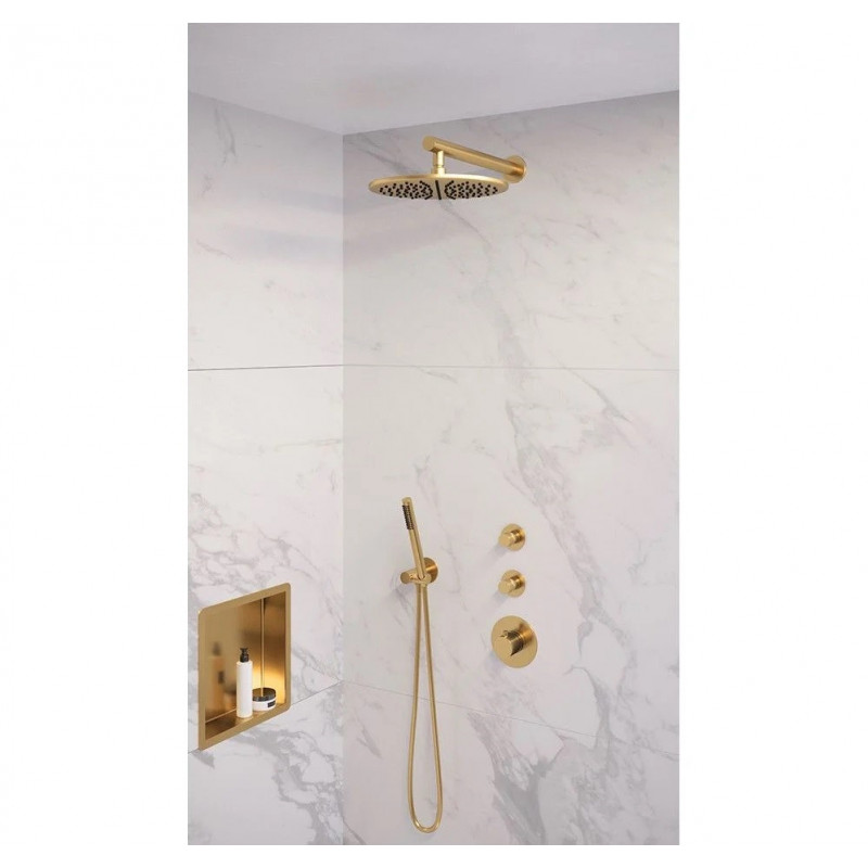 Regendoucheset Inbouw Brauer Gold Edition Thermostatisch 30cm met Wandarm en Handdouche Staaf Gebors