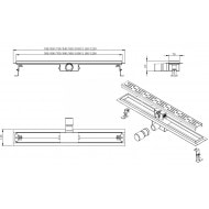 Wiesbaden Valencia RVS douchegoot 90 cm met flens en RVS tegelrooster