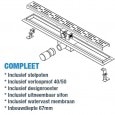 Wiesbaden Zaragoza RVS douchegoot 90 cm met flens en designrooster met ronde gaatjes in golfpatroon