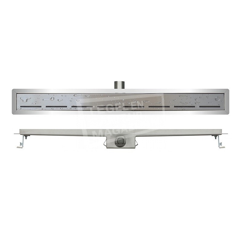 Wiesbaden Murcia RVS douchegoot 90 cm met flens en designrooster met sleuvenpatroon Wiesbaden Murcia RVS douchegoot 90 cm met flens en designrooster met sleuvenpatroon