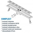 Wiesbaden Murcia RVS douchegoot 90 cm met flens en designrooster met sleuvenpatroon