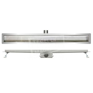 Wiesbaden Valencia RVS douchegoot 70 cm met flens en RVS tegelrooster