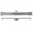 Wiesbaden Malaga RVS douchegoot 100 cm met flens en designrooster met ronde gaatjespatroon