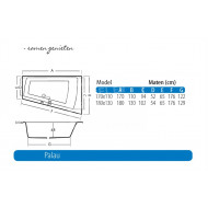 Beterbad Palau Links (170x110x48cm) Ruimtebesparend 195L Acryl Wit